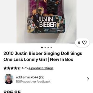 Justin Bieber Singing Doll - Purple and Black